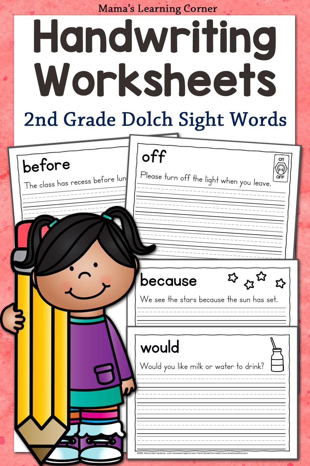 2nd Grade Dolch Sight Words Handwriting Worksheets - Mamas