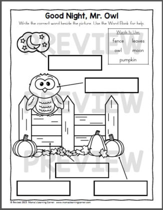 Fall Label the Picture Worksheets