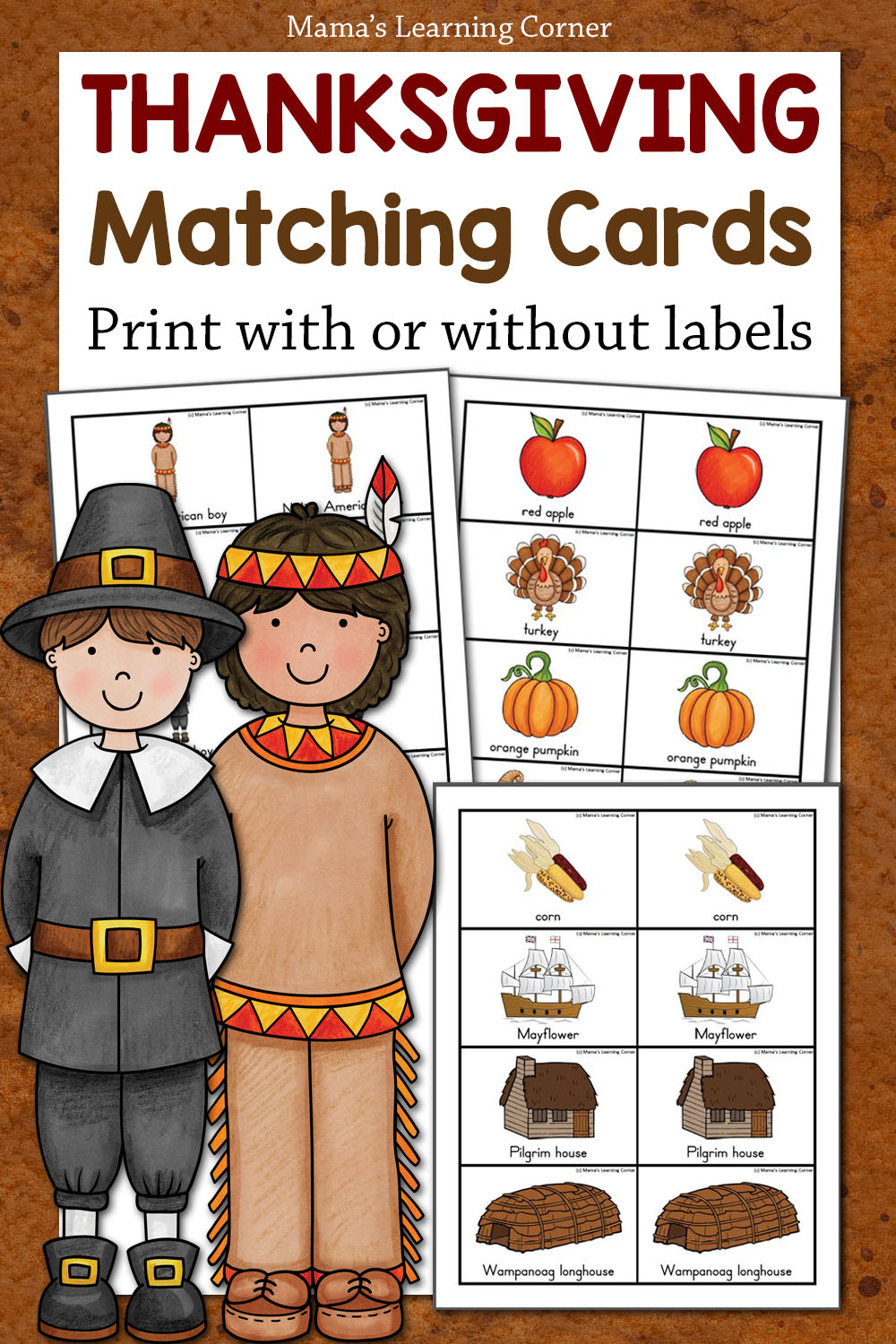 thanksgiving matching game – free printable for kids