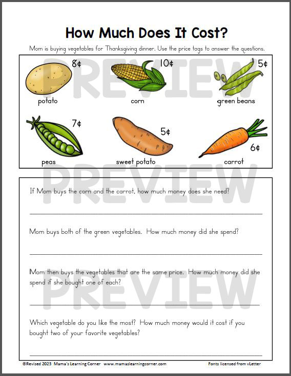Thanksgiving Worksheets for Kindergarten and 1st Grade - Mamas Learning Corner Thanksgiving Worksheets for Kindergarten and 1st Grade