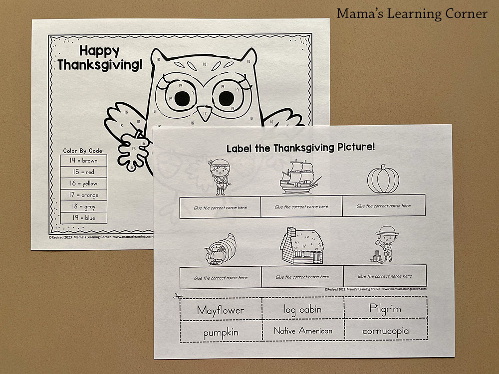Thanksgiving Worksheets for Kindergarten and 1st Grade