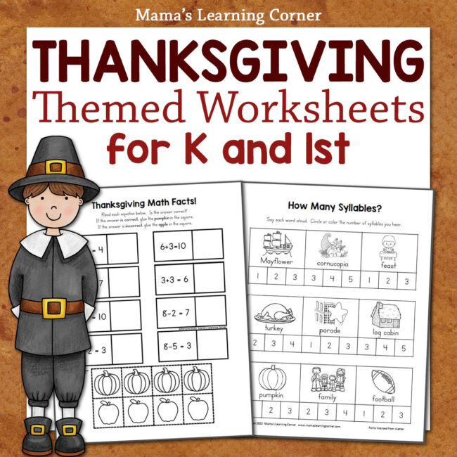 Thanksgiving Worksheets for Kindergarten and 1st Grade - Mamas Learning Corner Thanksgiving Worksheets for Kindergarten and 1st Grade