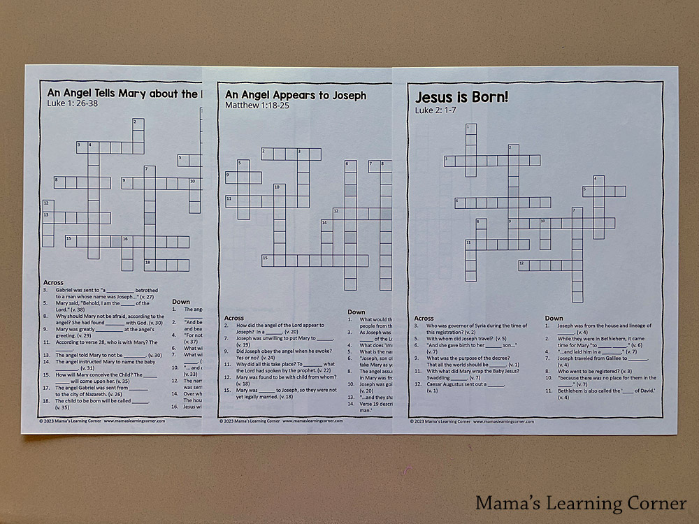 Christmas Birth of Jesus Crossword Puzzles - Mamas Learning Corner Christmas Birth of Jesus Crossword Puzzles