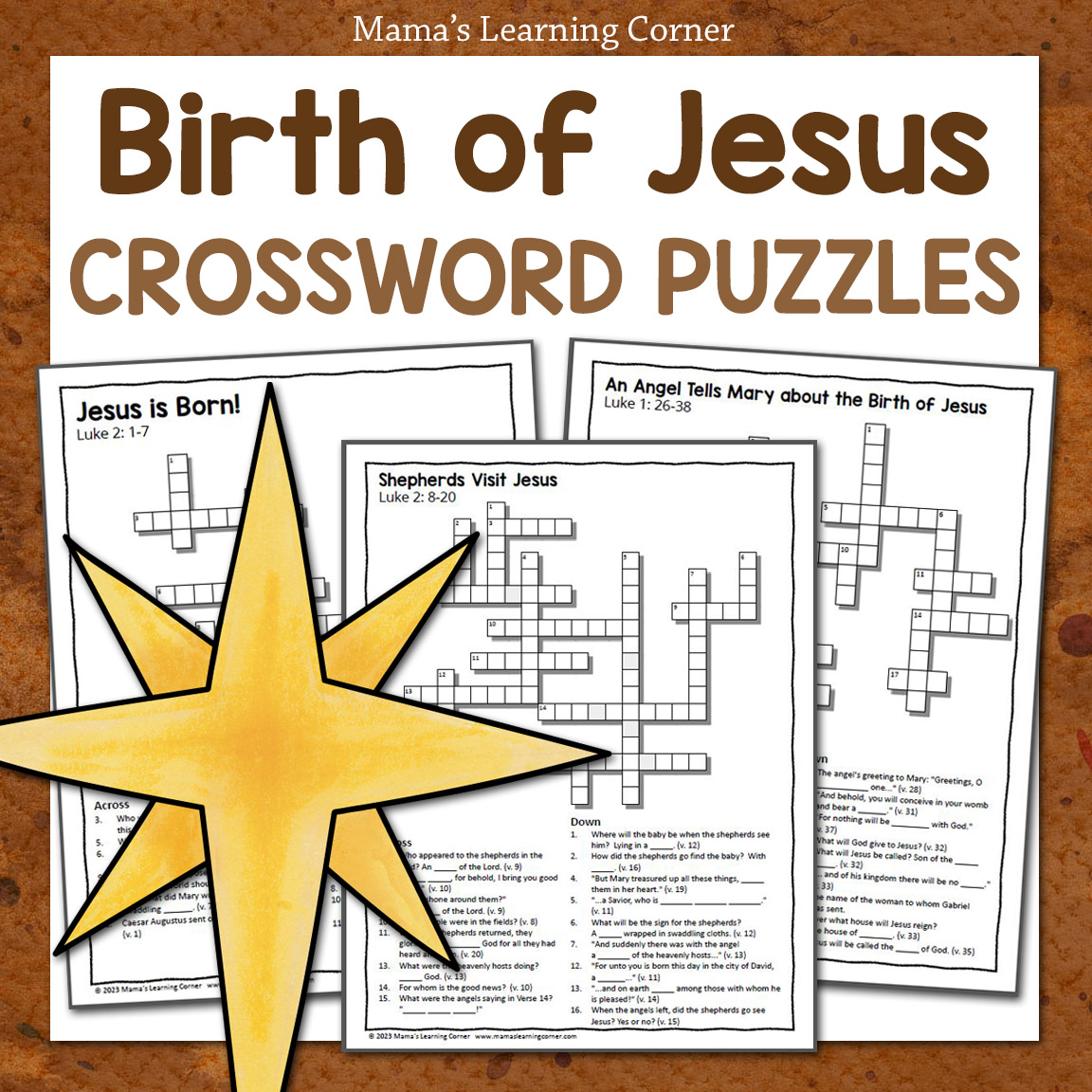 Christmas Birth of Jesus Crossword Puzzles 8x8 1 christmas birth of jesus crossword puzzle packet - mamas learning