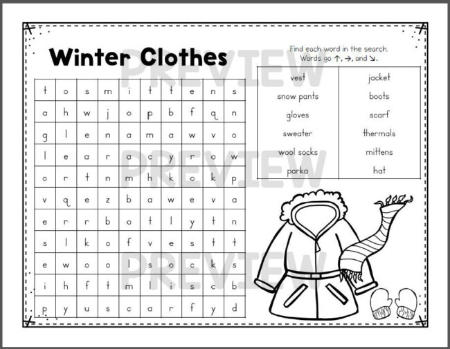 January Word Search Puzzle Packet