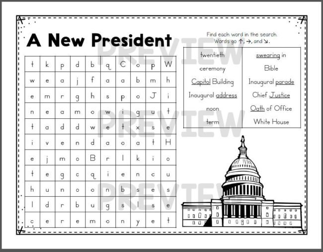 January Word Search Puzzle Packet