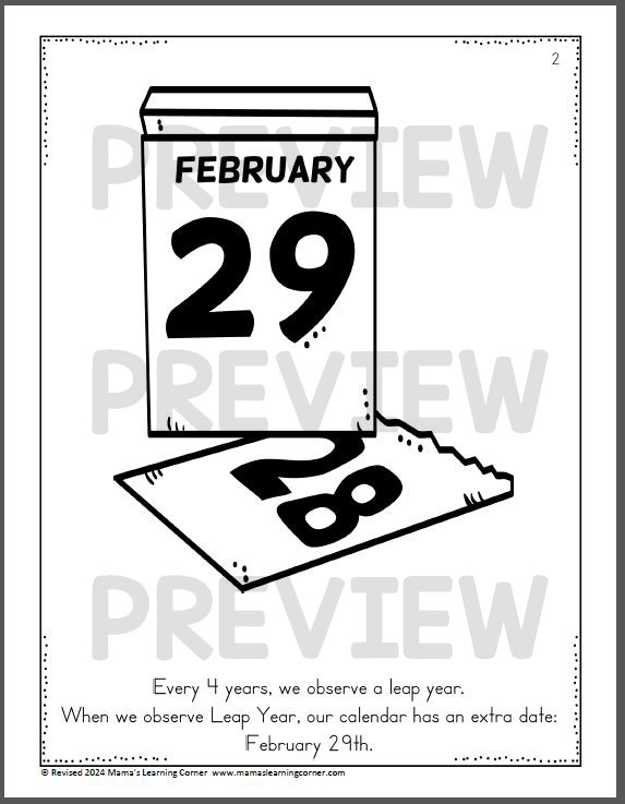 Leap Year 2024 Coloring Pages Mamas Learning Corner