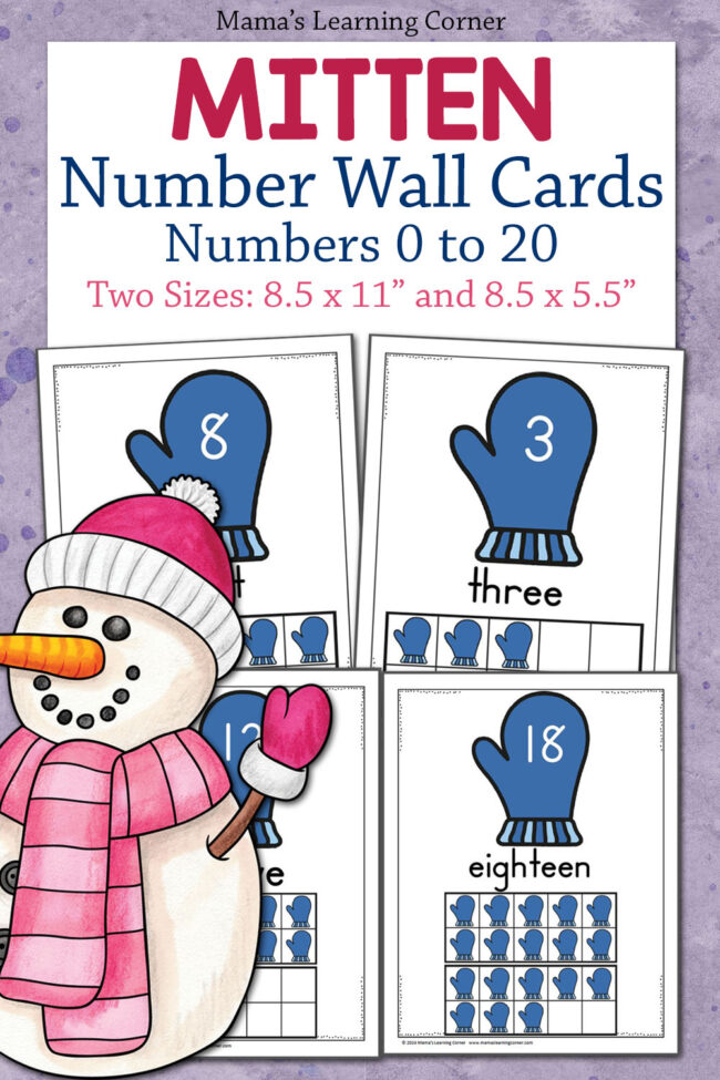 Mitten Number Wall Cards with Ten Frames - Mamas Learning Corner Mitten Number Wall Cards with Ten Frames