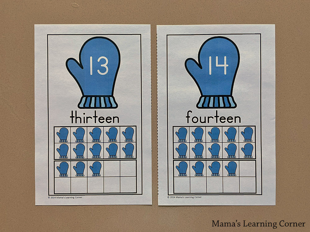 Mitten Wall Cards 0 Through 20 with Ten Frames - Mamas Learning Corner Mitten Wall Cards 0 Through 20 with Ten Frames
