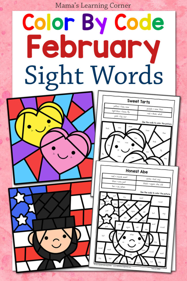 February Color By Sight Word Worksheets - Mamas Learning Corner February Color By Sight Word Worksheets