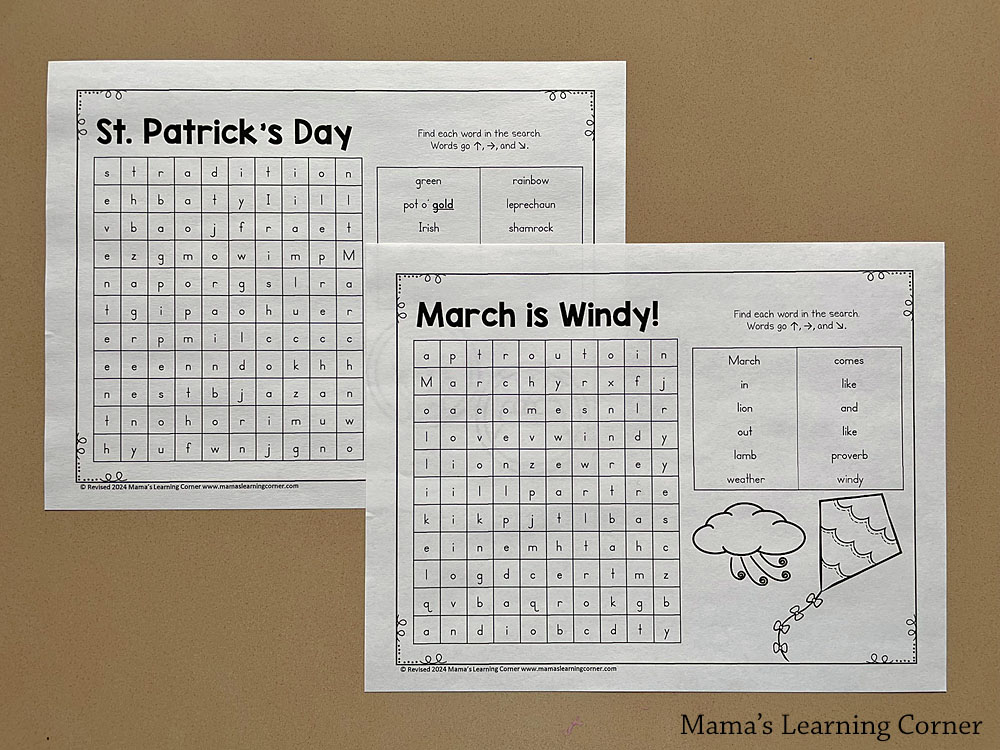 March Word Search Packet