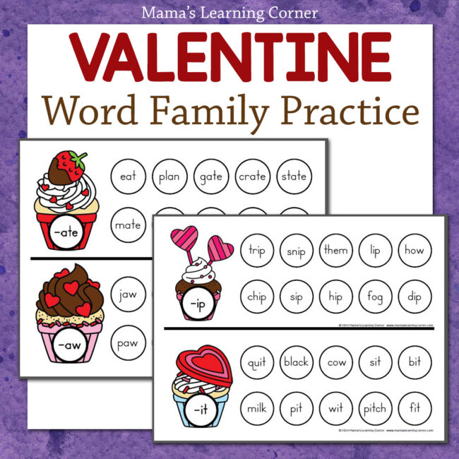 Valentine Cupcakes Word Family Dab It Worksheets - Mamas Learning Corner Valentine Cupcakes Word Family Dab It Worksheets