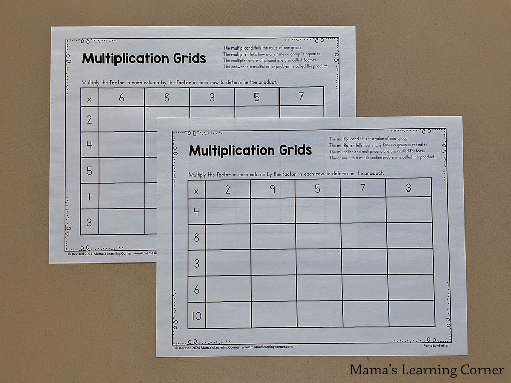 Multiplication Practice Grid Worksheets for 3rd Grade - Mamas Learning Corner Multiplication Practice Grid Worksheets for 3rd Grade