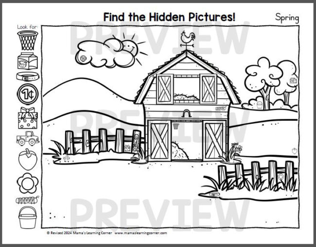 Spring Hidden Picture Worksheets - Mamas Learning Corner Spring Hidden Picture Worksheets