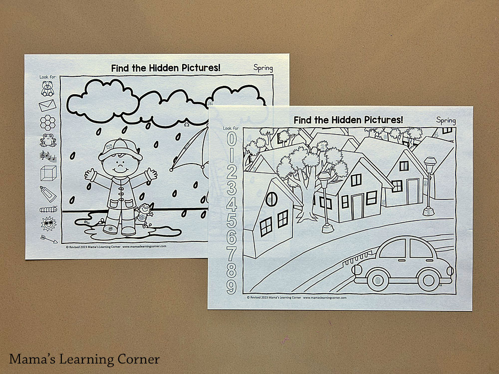 Spring Hidden Pictures Printable Worksheets