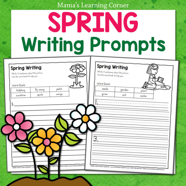 spring writing worksheets for Kindergarten through 4th grade