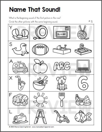 Beginning Sounds Match the Picture Worksheets