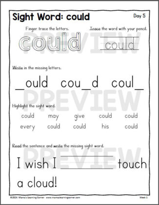 1st Grade Weekly Worksheet Packet Number 1