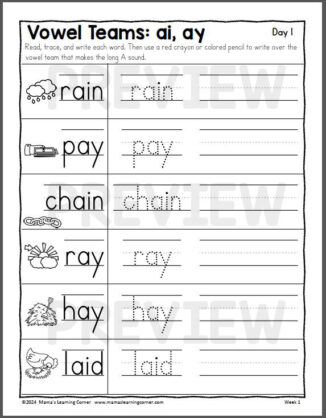 1st Grade Weekly Worksheet Packet Number 1