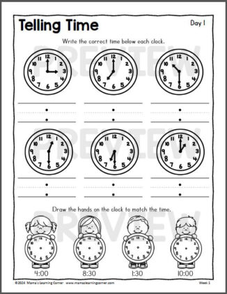1st Grade Weekly Worksheet Packet Number 1