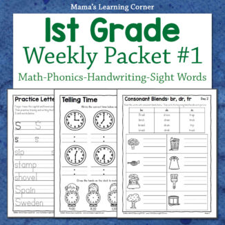 Printable 1st Grade Worksheet Packet - Mamas Learning Corner Printable 1st grade worksheet packet