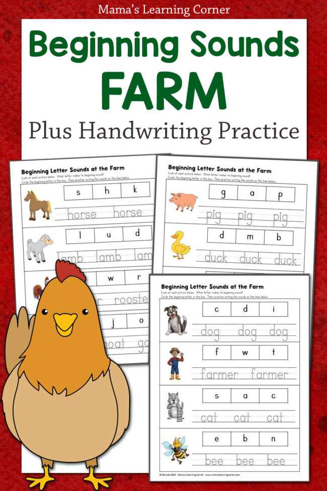 Beginning Letter Sounds at the Farm Worksheets - Mamas Learning Corner Beginning Letter Sounds at the Farm Worksheets