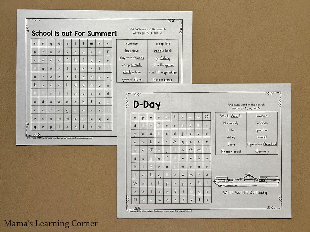 June word search for kids