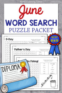June Word Search Puzzle Packet