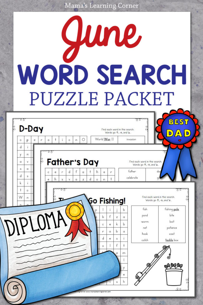June Word Search Puzzle Packet - Mamas Learning Corner June Word Search Puzzle Packet