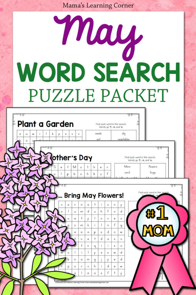 May Word Search Puzzle Packet - Mamas Learning Corner May Word Search Puzzle Packet