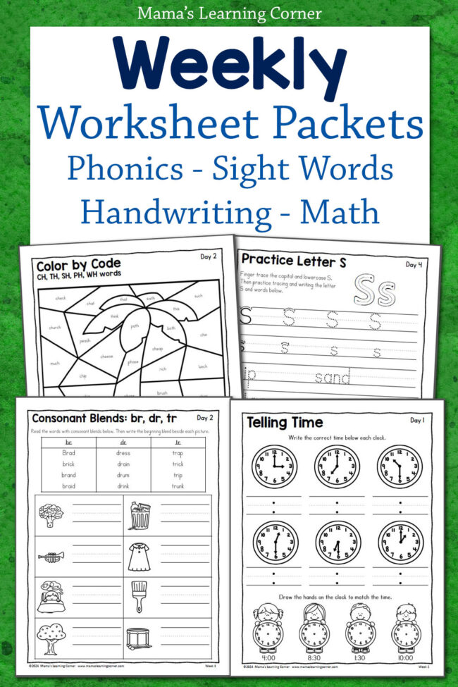 1st Grade Worksheets for Daily Practice - Mamas Learning Corner 1st Grade Worksheets for Math, Phonics, Handwriting, and Sight Words