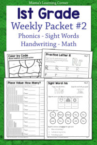 1st Grade Weekly Worksheet Packet Number 2