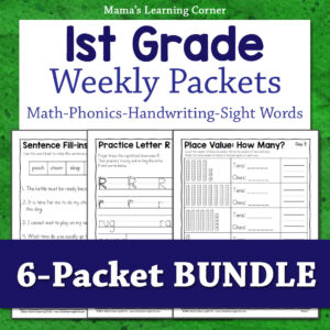 1st Grade Weekly Worksheet Packet Number BUNDLE 8x8 - Mamas Learning Corner 1st Grade Summer Review Worksheets Bundle – 6 Weekly Printable Packets