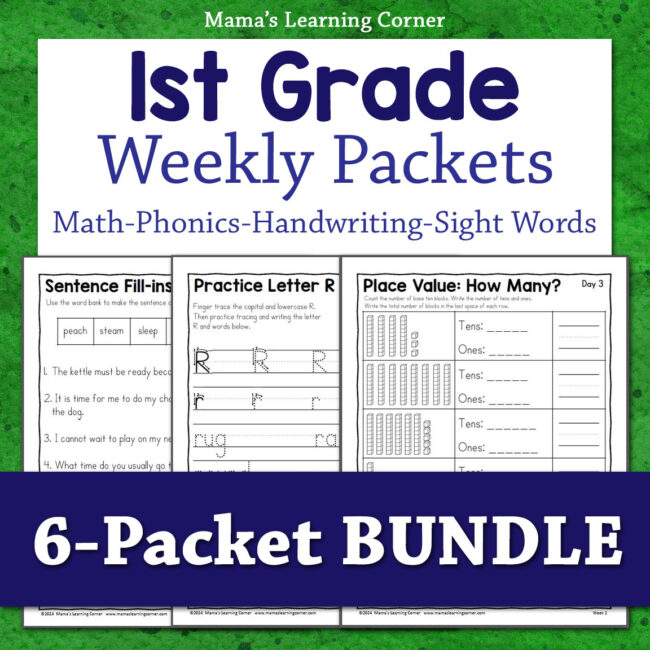 1st Grade Weekly Worksheet Packet Number BUNDLE 8x8 - Mamas Learning Corner 1st Grade Summer Review Worksheets Bundle – 6 Weekly Printable Packets