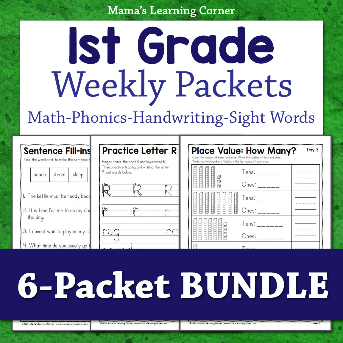 1st Grade Weekly Worksheet Packet Number BUNDLE 8x8 - Mamas Learning Corner 1st Grade Summer Review Worksheets Bundle – 6 Weekly Printable Packets