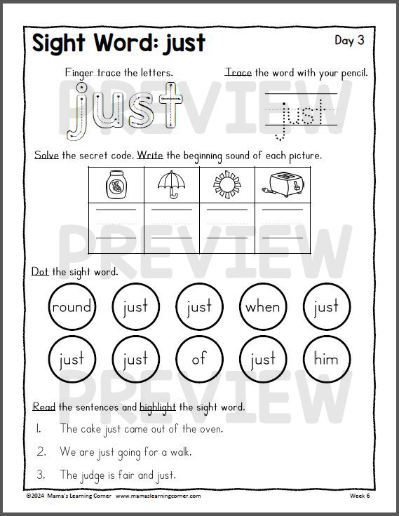 1st Grade Weekly Worksheet Packet - Mamas Learning Corner 1st Grade Weekly Worksheet Packet
