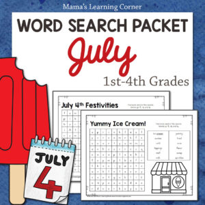 July Word Search Packet - Mamas Learning Corner July word search packet with 10 puzzles and answer key