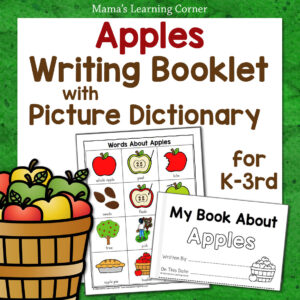 Apple Writing Booklet with Picture Dictionary - Mamas Learning Corner Apple Writing Booklet with Picture Dictionary