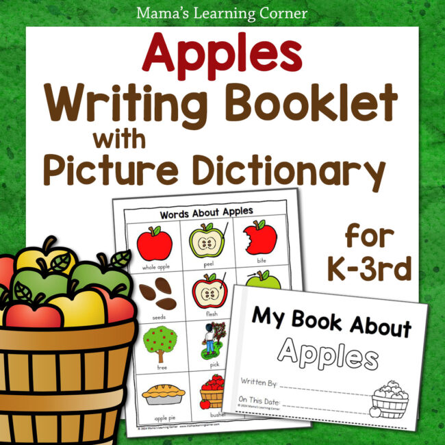 Apple Writing Booklet with Picture Dictionary - Mamas Learning Corner Apple Writing Booklet with Picture Dictionary