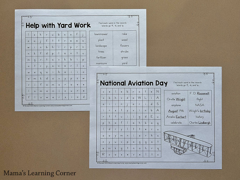 August Word Search Puzzle Packet National Aviation Day - Mamas Learning Corner August word search puzzles for kids printable PDF