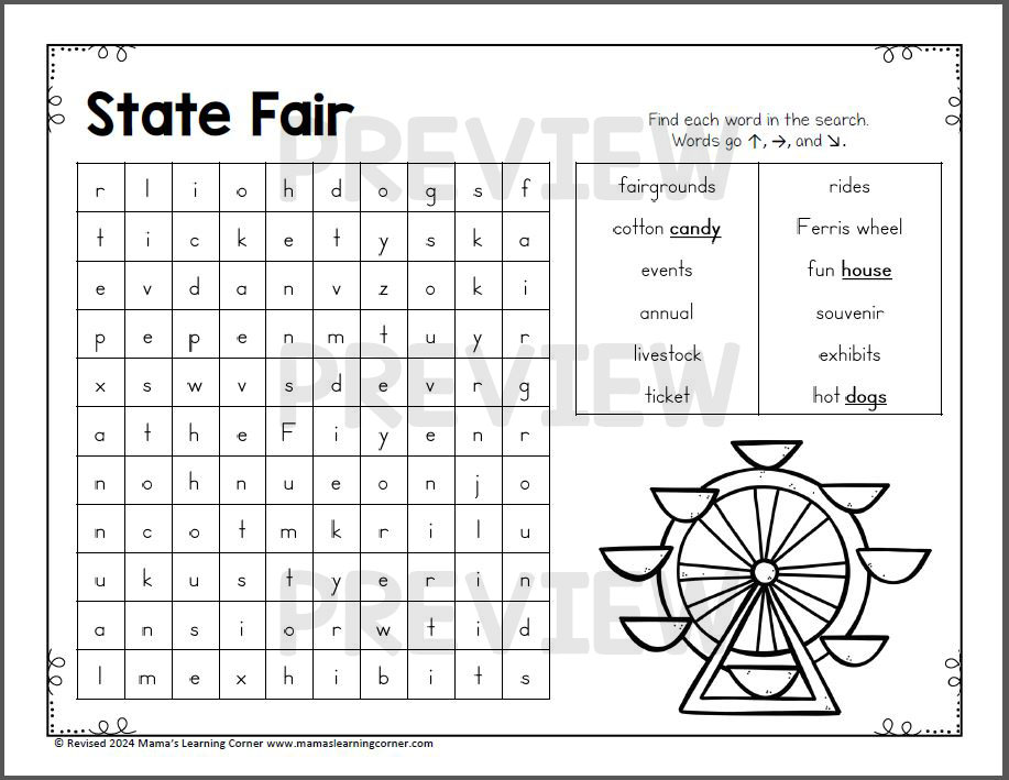 August Word Search Puzzles Worksheets - Mamas Learning Corner August Word Search Puzzles Worksheets