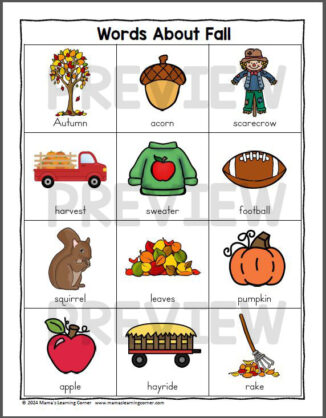 Fall Writing Booklet with Picture Dictionary