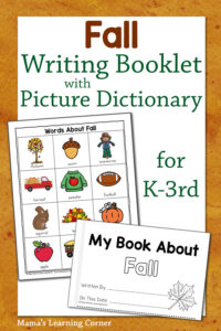 Fall Writing Booklet with Picture Dictionary