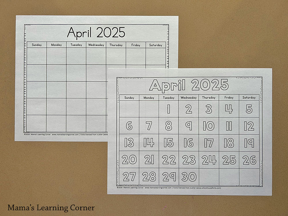 Printable Monthly Calendars 2024-2025 - Mamas Learning Corner Printable Monthly Calendars 2024-2025