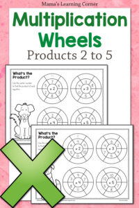 Multiplication Wheels Worksheets for Fact Fluency Products 2 to 5