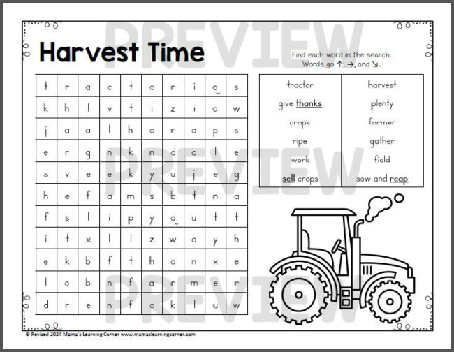 October Word Search Puzzle Packet