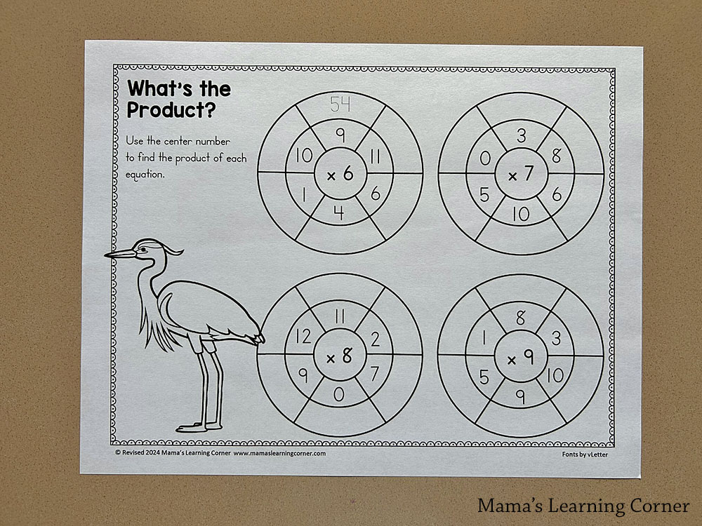 Simple Multiplication Wheels Math Worksheets Product 6 to 9