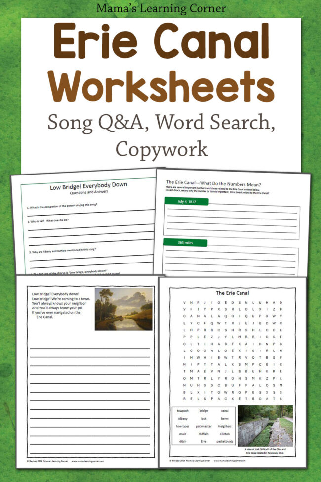 The Erie Canal Worksheets and Unit Study Resources