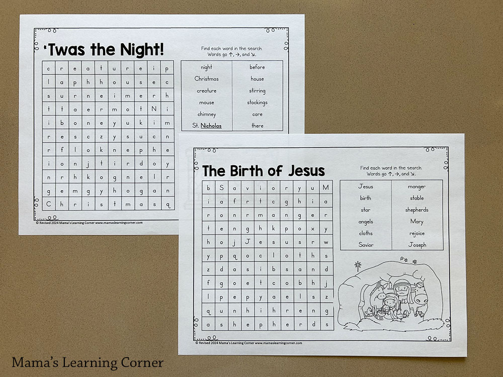 December Word Search Packet Revised 2024 Birth of Jesus - Mamas Learning Corner December Word Search Packet The Birth of Jesus