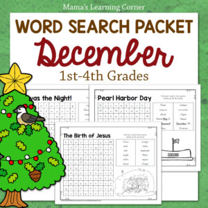 December Word Search Puzzle Packet Revised - Mamas Learning Corner December Word Search Packet (1st–4th Grade) – 10 Printable Puzzles